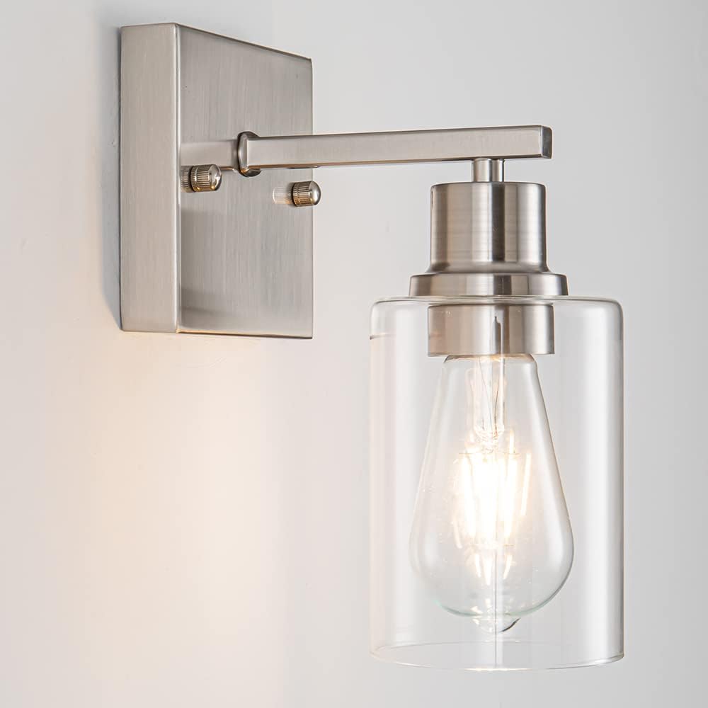 EMONG Gold Bathroom Light Fixtures, 3-Lights Vanity Light with Clear Glass Shade, Brushed Brass Wall Sconce for Hallway, Farmhouse, Living Room - Grand Goldman