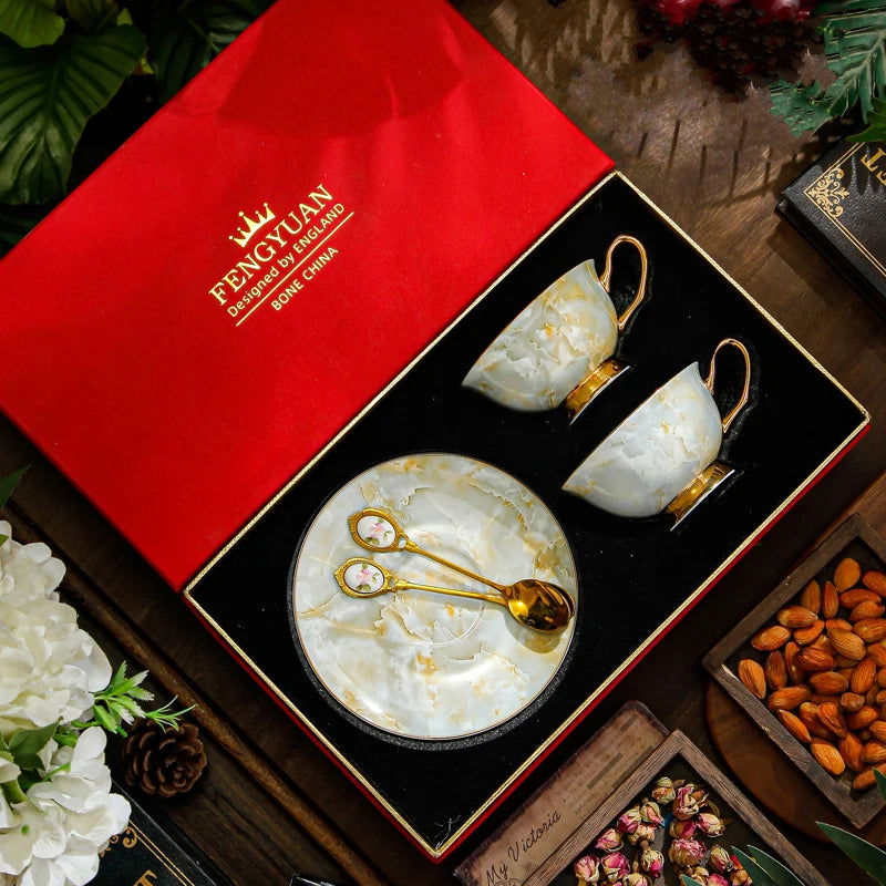 ENGLAND Bone China Small Luxury English Coffee Cup Set for Home Use Ceramic Afternoon Tea Exquisite European Style Coffeeware Teaware - Grand Goldman