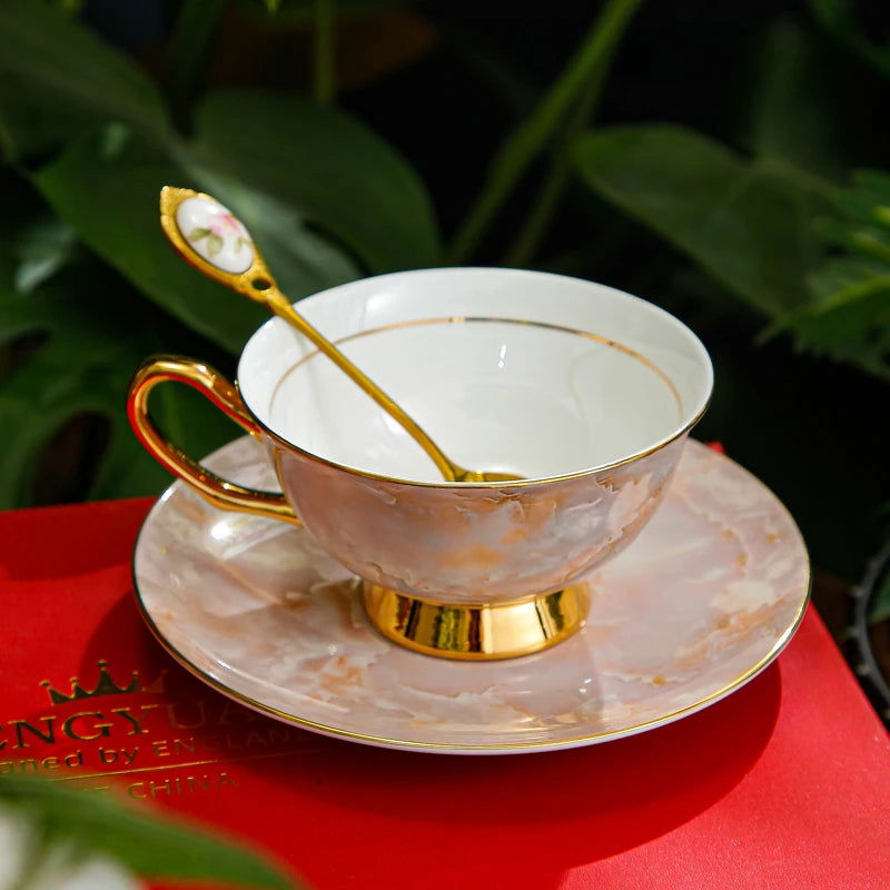 ENGLAND Bone China Small Luxury English Coffee Cup Set for Home Use Ceramic Afternoon Tea Exquisite European Style Coffeeware Teaware - Grand Goldman
