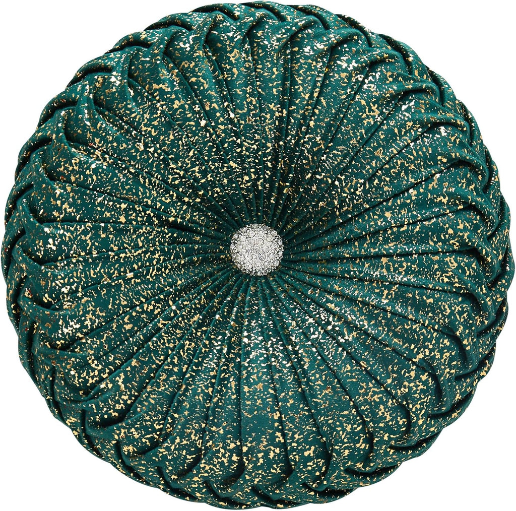 EUCIOR Gold Throw Pillows,Circular Pillow,Pumpkin Pleated Handmade Throw Pillows,Gold Pillows,Smooth Metallic Leather Decorative Pillows for Home Decor Bedroom Living Room Couch Bed Sofa(Gold) - Grand Goldman