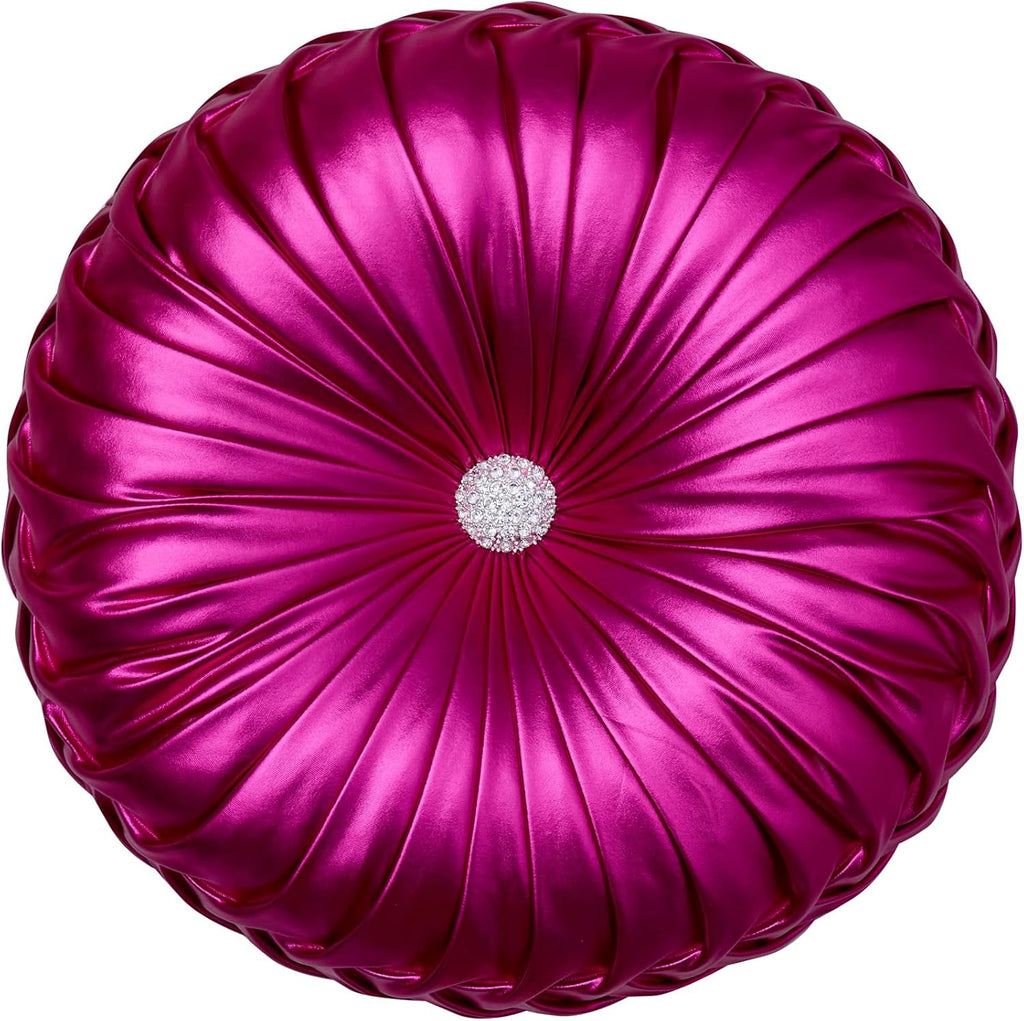 EUCIOR Gold Throw Pillows,Circular Pillow,Pumpkin Pleated Handmade Throw Pillows,Gold Pillows,Smooth Metallic Leather Decorative Pillows for Home Decor Bedroom Living Room Couch Bed Sofa(Gold) - Grand Goldman