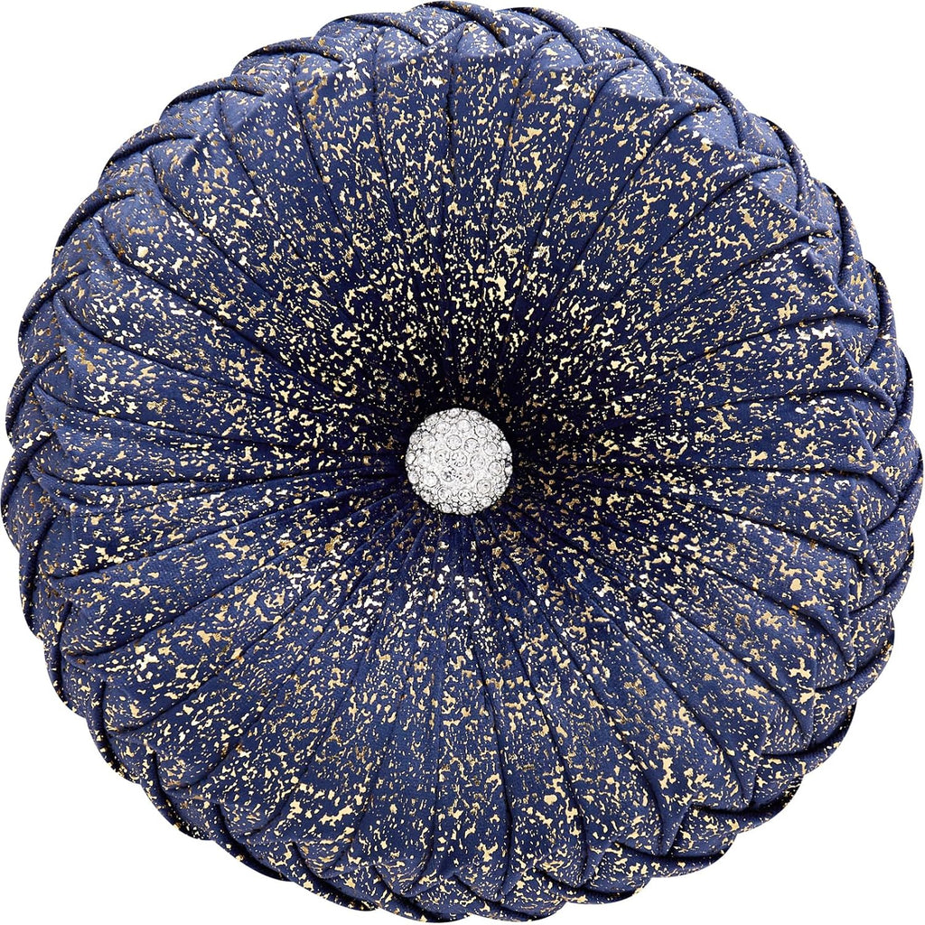 EUCIOR Gold Throw Pillows,Circular Pillow,Pumpkin Pleated Handmade Throw Pillows,Gold Pillows,Smooth Metallic Leather Decorative Pillows for Home Decor Bedroom Living Room Couch Bed Sofa(Gold) - Grand Goldman