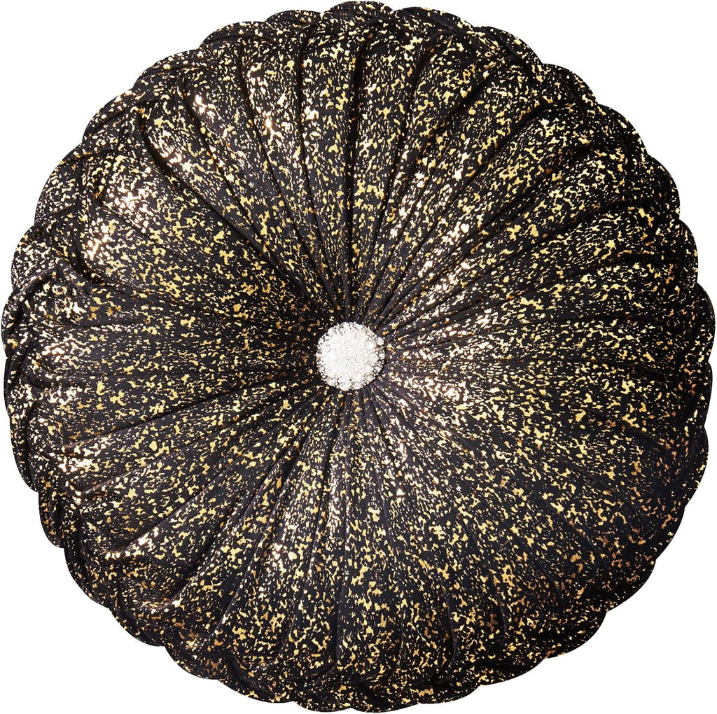 EUCIOR Gold Throw Pillows,Circular Pillow,Pumpkin Pleated Handmade Throw Pillows,Gold Pillows,Smooth Metallic Leather Decorative Pillows for Home Decor Bedroom Living Room Couch Bed Sofa(Gold) - Grand Goldman