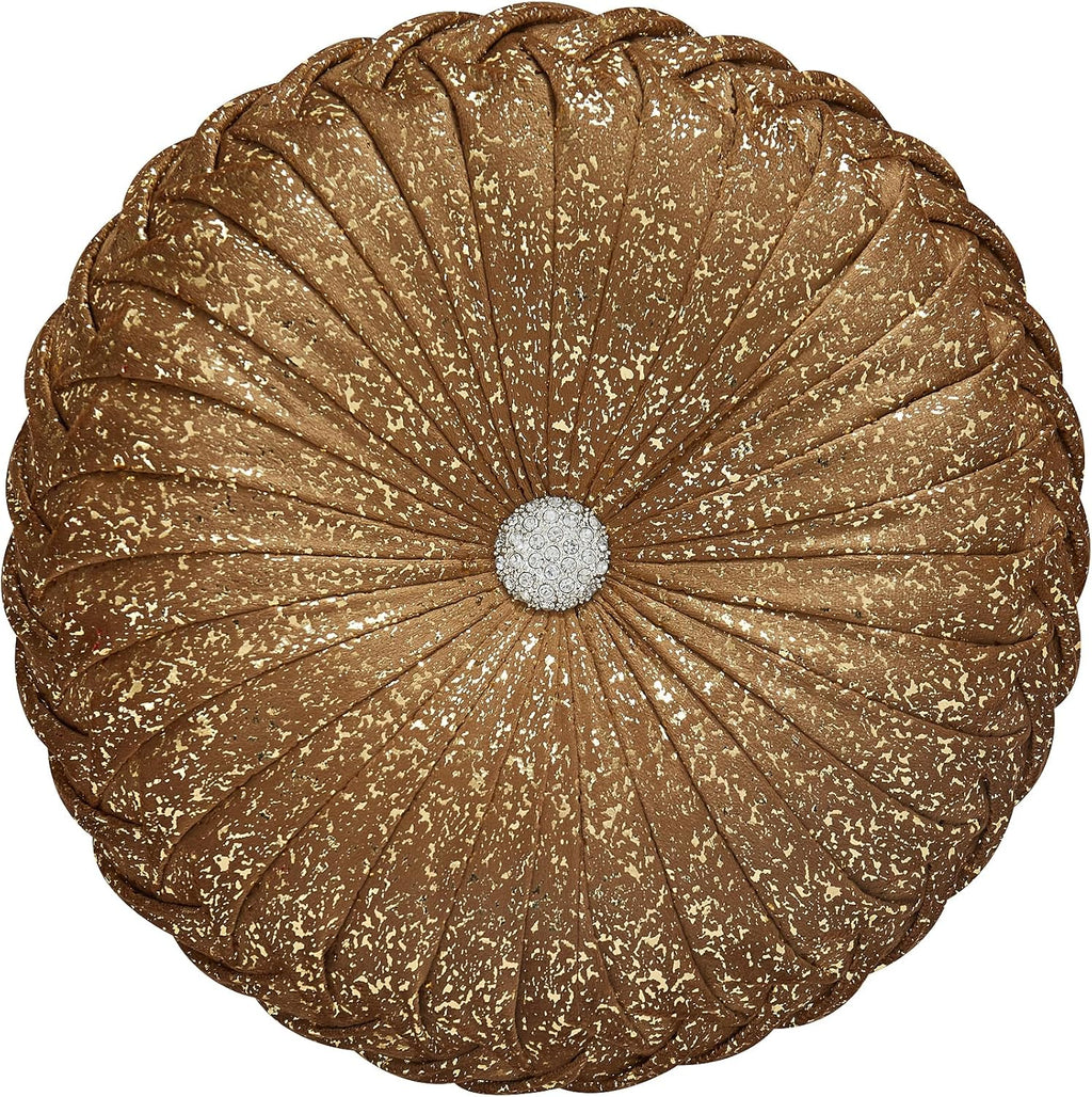 EUCIOR Gold Throw Pillows,Circular Pillow,Pumpkin Pleated Handmade Throw Pillows,Gold Pillows,Smooth Metallic Leather Decorative Pillows for Home Decor Bedroom Living Room Couch Bed Sofa(Gold) - Grand Goldman