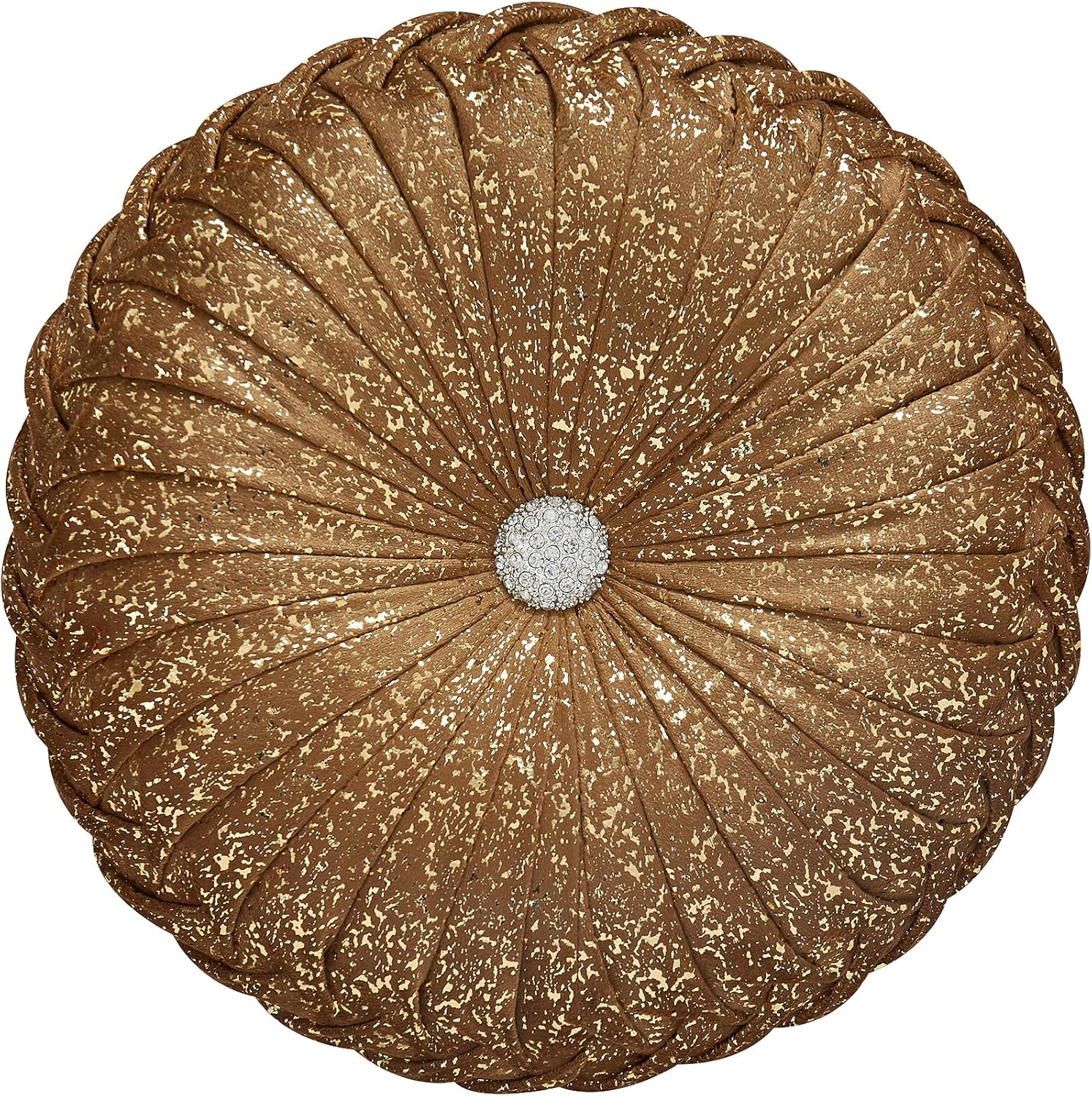 EUCIOR Gold Throw Pillows,Circular Pillow,Pumpkin Pleated Handmade Throw Pillows,Gold Pillows,Smooth Metallic Leather Decorative Pillows for Home Decor Bedroom Living Room Couch Bed Sofa(Gold) - Grand Goldman