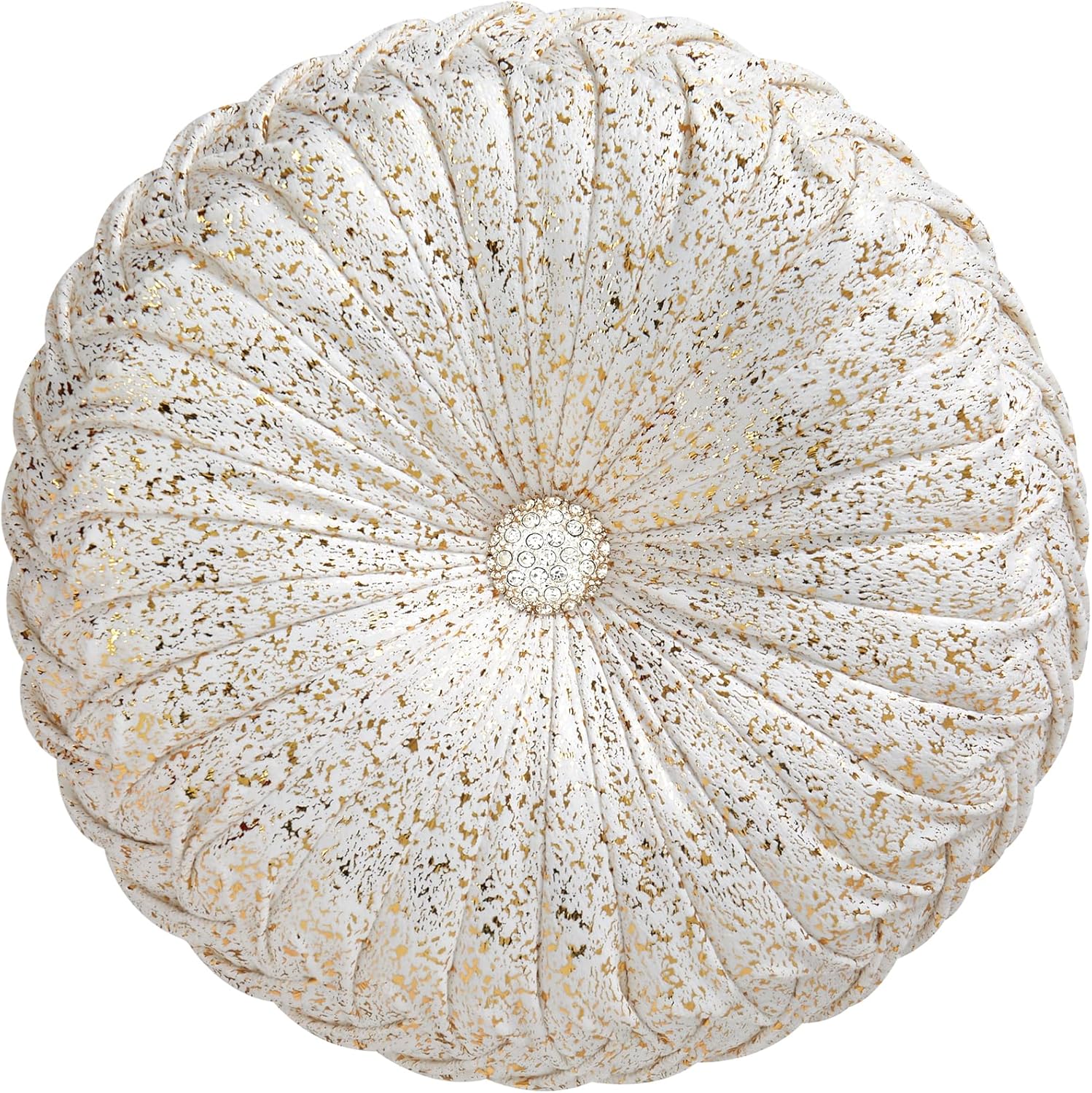 EUCIOR Gold Throw Pillows,Circular Pillow,Pumpkin Pleated Handmade Throw Pillows,Gold Pillows,Smooth Metallic Leather Decorative Pillows for Home Decor Bedroom Living Room Couch Bed Sofa(Gold) - Grand Goldman