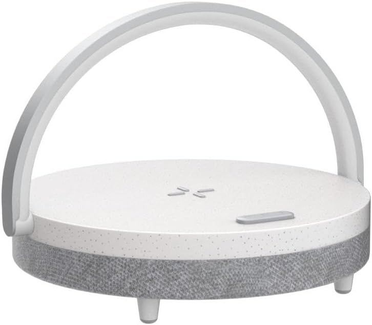 EZVALO Gift for Her, Music Table Lamp with Wireless Charger, 4 in 1 Touch Bedside Lamp, Portable Bluetooth Speaker, Phone Holder, Dimmable LED Night Light Birthday Gifts for Women, Men, Dad, Mom - Grand Goldman