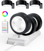 EZVALO Picture Lights for Wall with 2 Color Temps & 12 RGB,1200mAh Rechargeable Battery Painting Light,Dimmable Art Display Light with Remote Timer,Wireless Gallery Lights for Picture,Frame(6 Pack) - Grand Goldman