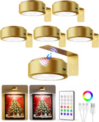 EZVALO Picture Lights for Wall with 2 Color Temps & 12 RGB,1200mAh Rechargeable Battery Painting Light,Dimmable Art Display Light with Remote Timer,Wireless Gallery Lights for Picture,Frame(6 Pack) - Grand Goldman