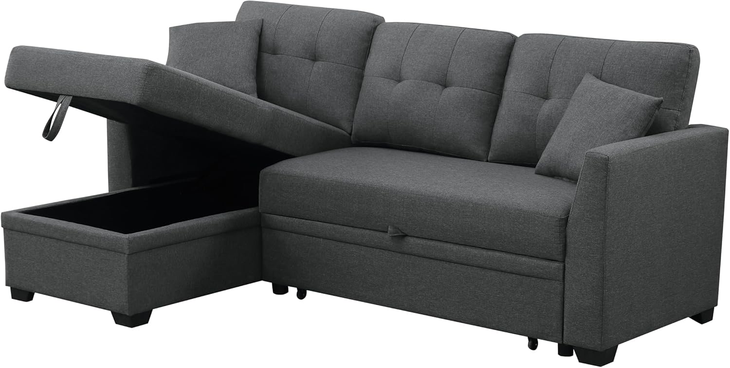 Eafurn L Shaped Sectional Sleeper Sofa Couches Pull Out Sofabed with Storage Chaise,Removable Back Cushions, Reversible Pullout Sofa&Couch for Living Room Apartment - Grand Goldman