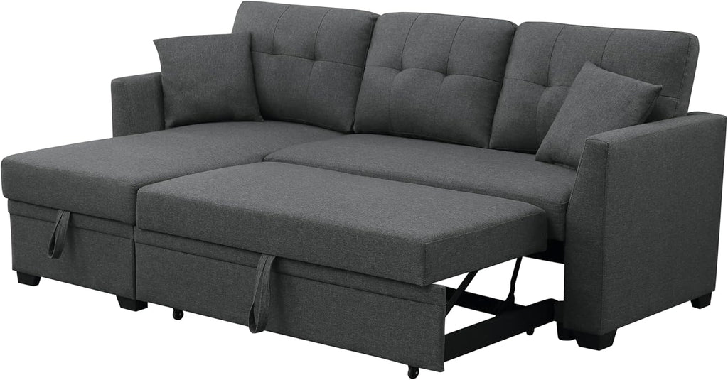 Eafurn L Shaped Sectional Sleeper Sofa Couches Pull Out Sofabed with Storage Chaise,Removable Back Cushions, Reversible Pullout Sofa&Couch for Living Room Apartment - Grand Goldman