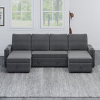 Eafurn L Shaped Sectional Sleeper Sofa Couches Pull Out Sofabed with Storage Chaise,Removable Back Cushions, Reversible Pullout Sofa&Couch for Living Room Apartment - Grand Goldman