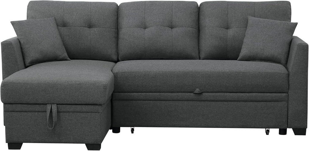 Eafurn L Shaped Sectional Sleeper Sofa Couches Pull Out Sofabed with Storage Chaise,Removable Back Cushions, Reversible Pullout Sofa&Couch for Living Room Apartment - Grand Goldman