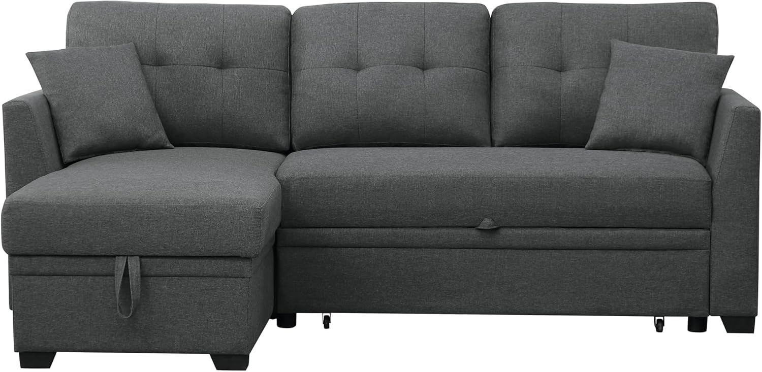 Eafurn L Shaped Sectional Sleeper Sofa Couches Pull Out Sofabed with Storage Chaise,Removable Back Cushions, Reversible Pullout Sofa&Couch for Living Room Apartment - Grand Goldman
