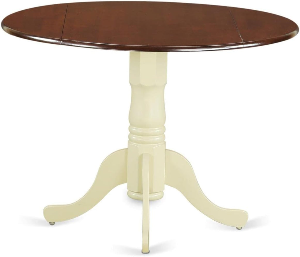 East West Furniture DLT-ABK-TP Dublin Dining Table - a Round Wooden Table Top with Dropleaf & Pedestal Base, 42x42 Inch, Wirebrushed Black - Grand Goldman