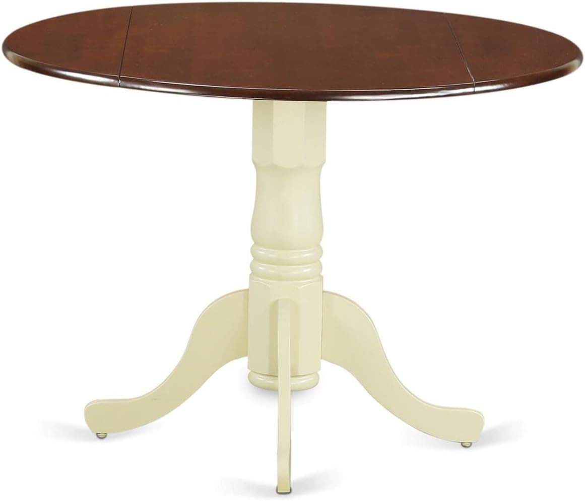 East West Furniture DLT-ABK-TP Dublin Dining Table - a Round Wooden Table Top with Dropleaf & Pedestal Base, 42x42 Inch, Wirebrushed Black - Grand Goldman