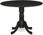 East West Furniture DLT-ABK-TP Dublin Dining Table - a Round Wooden Table Top with Dropleaf & Pedestal Base, 42x42 Inch, Wirebrushed Black - Grand Goldman