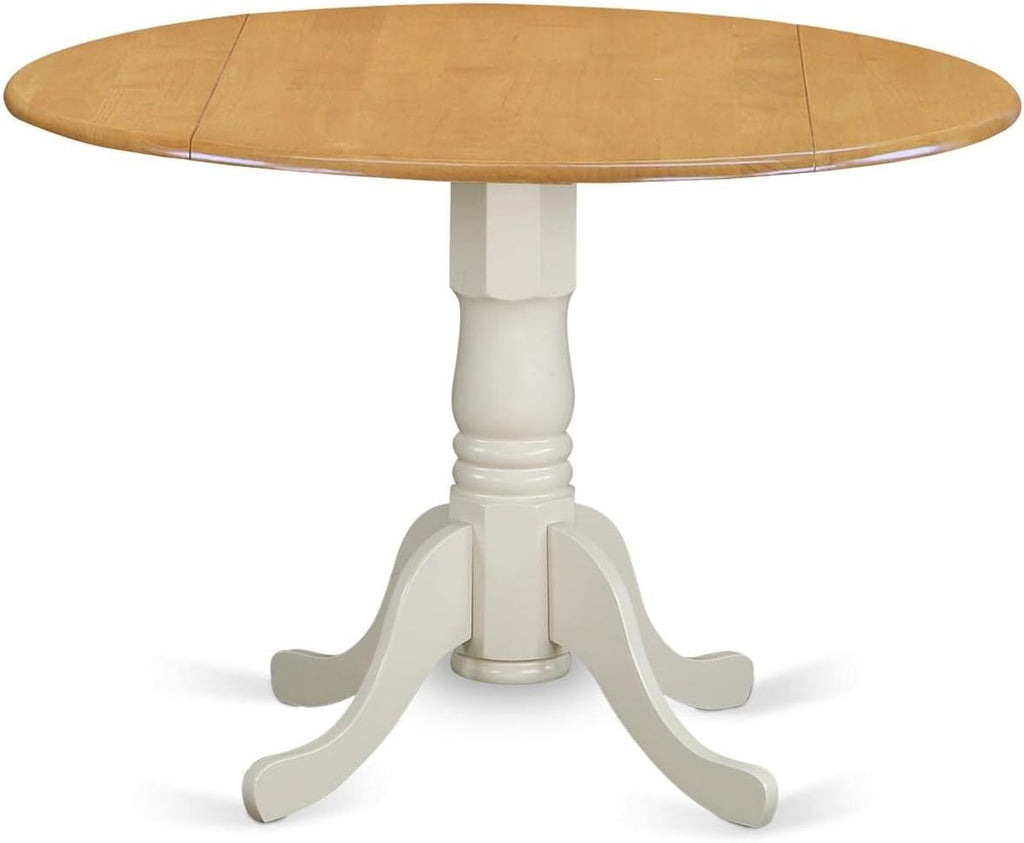 East West Furniture DLT-ABK-TP Dublin Dining Table - a Round Wooden Table Top with Dropleaf & Pedestal Base, 42x42 Inch, Wirebrushed Black - Grand Goldman