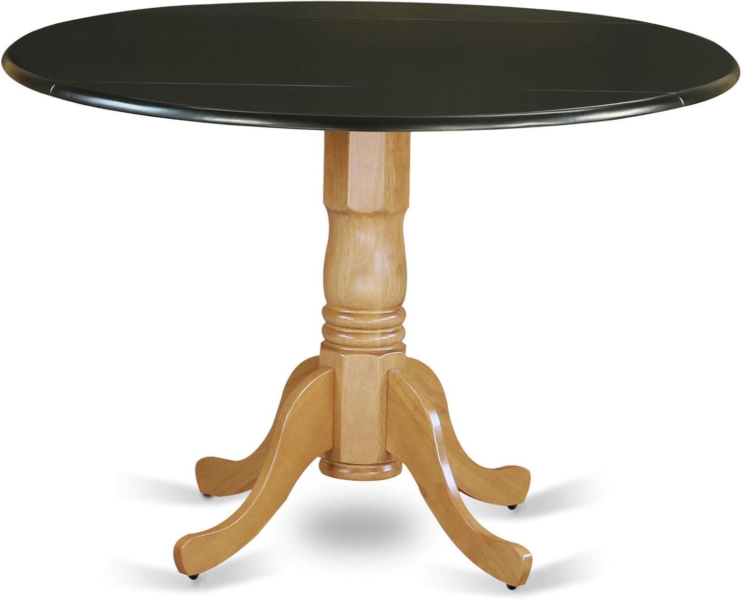 East West Furniture DLT-ABK-TP Dublin Dining Table - a Round Wooden Table Top with Dropleaf & Pedestal Base, 42x42 Inch, Wirebrushed Black - Grand Goldman