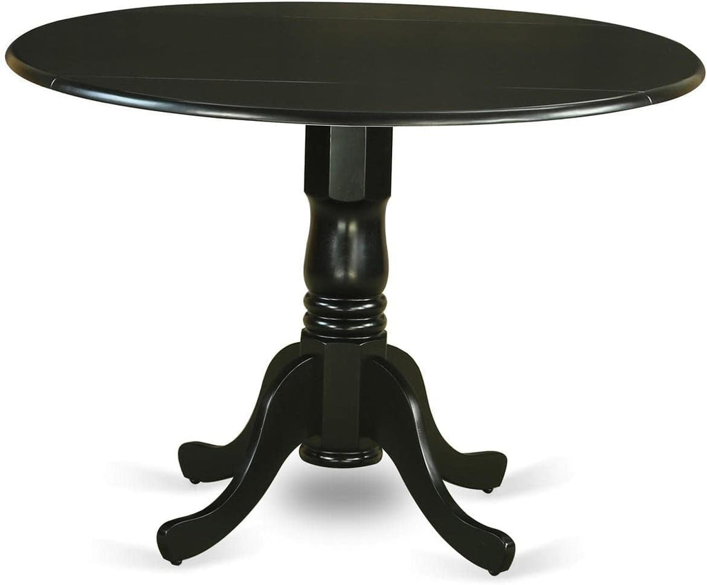 East West Furniture DLT-ABK-TP Dublin Dining Table - a Round Wooden Table Top with Dropleaf & Pedestal Base, 42x42 Inch, Wirebrushed Black - Grand Goldman