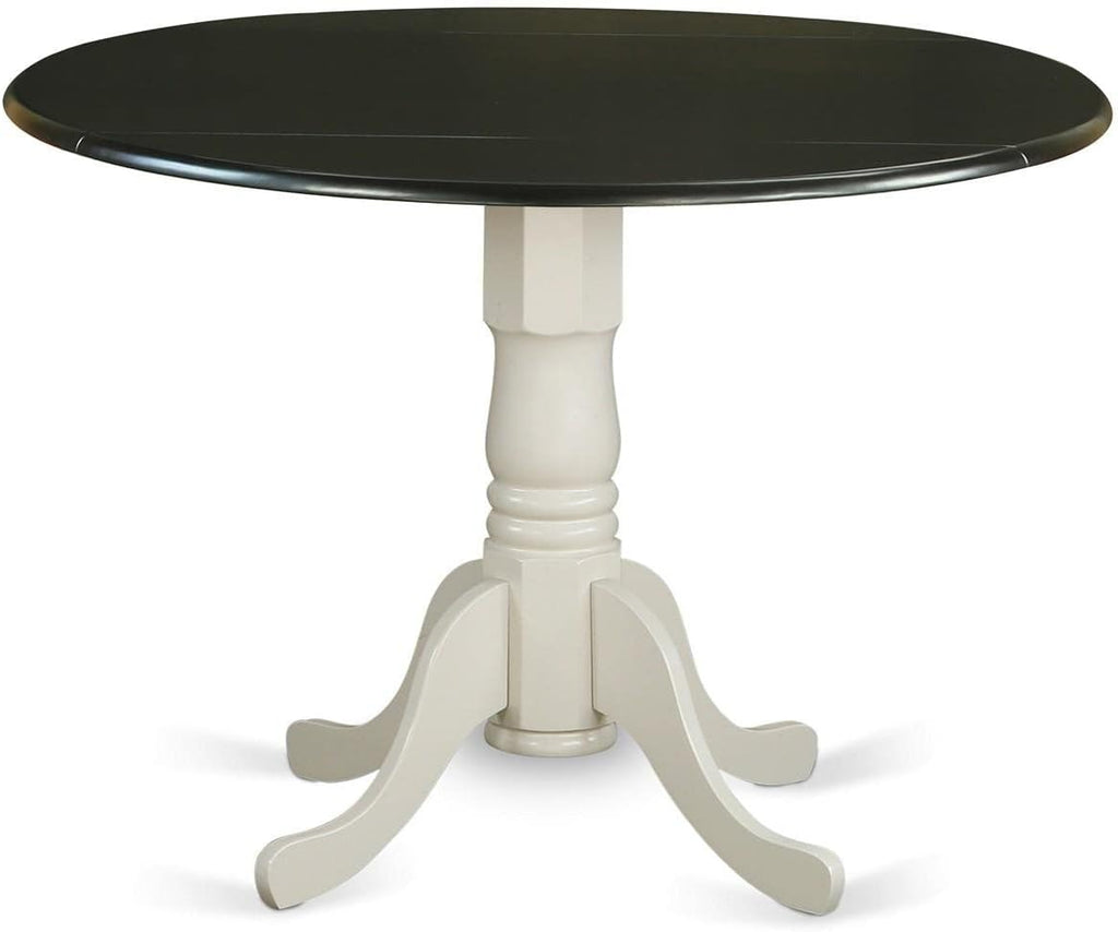 East West Furniture DLT-ABK-TP Dublin Dining Table - a Round Wooden Table Top with Dropleaf & Pedestal Base, 42x42 Inch, Wirebrushed Black - Grand Goldman