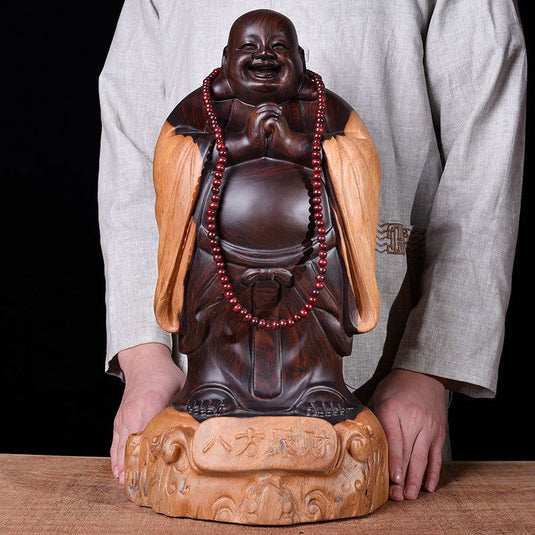 Ebony wood carving Maitreya Buddha - Grand Goldman