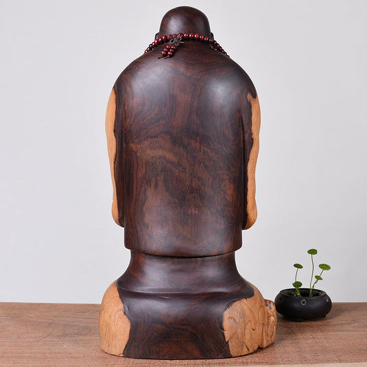 Ebony wood carving Maitreya Buddha - Grand Goldman