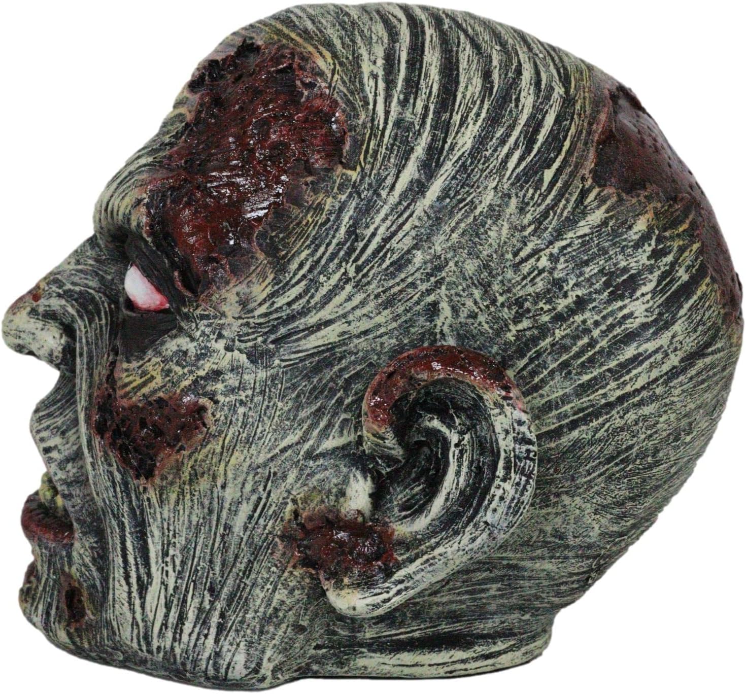 Ebros Gift Apocalypse Zombie Undead Walker Skull Head with Peeling Flesh Figurine Dead Rising T Virus Infected Zombies Undeads Macabre Halloween Home Decor Sculpture - Grand Goldman