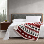 Eddie Bauer - Throw Blanket, Super Soft Reversible Sherpa Fleece Bedding, Ideal Christmas & White Elephant Gifts, Cozy Plaid Throw Blankets for Couch (Grizzly Peak Red, Throw) - Grand Goldman
