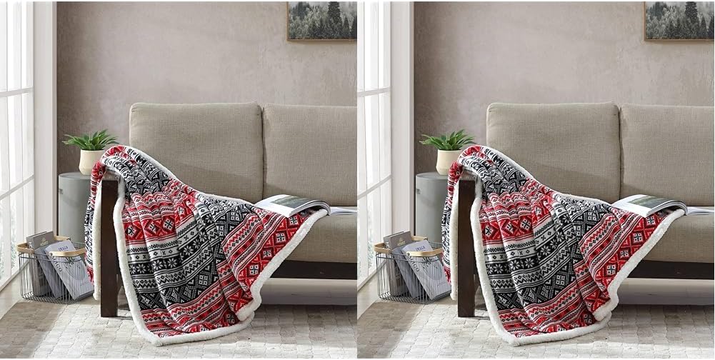 Eddie Bauer - Throw Blanket, Super Soft Reversible Sherpa Fleece Bedding, Ideal Christmas & White Elephant Gifts, Cozy Plaid Throw Blankets for Couch (Grizzly Peak Red, Throw) - Grand Goldman