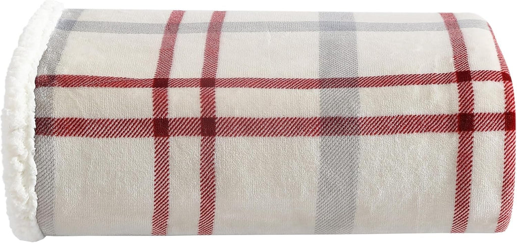 Eddie Bauer - Throw Blanket, Super Soft Reversible Sherpa Fleece Bedding, Ideal Christmas & White Elephant Gifts, Cozy Plaid Throw Blankets for Couch (Grizzly Peak Red, Throw) - Grand Goldman