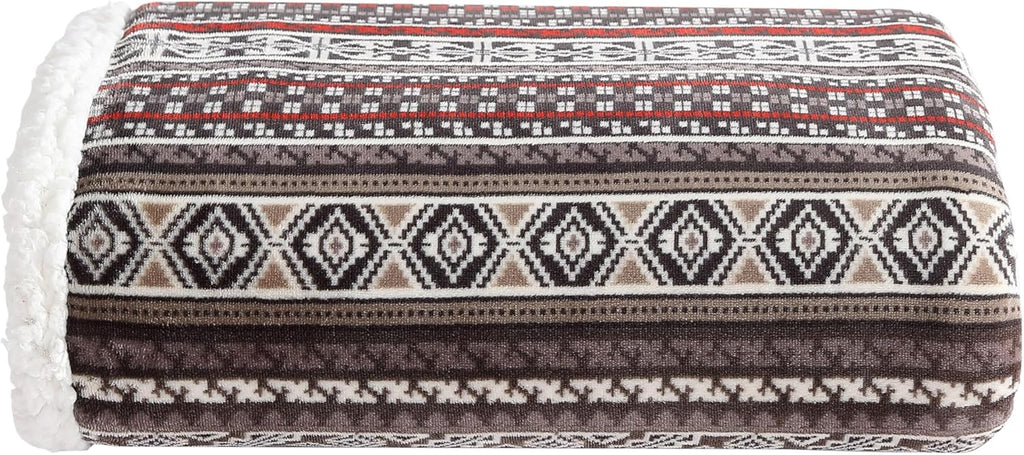 Eddie Bauer - Throw Blanket, Super Soft Reversible Sherpa Fleece Bedding, Ideal Christmas & White Elephant Gifts, Cozy Plaid Throw Blankets for Couch (Grizzly Peak Red, Throw) - Grand Goldman