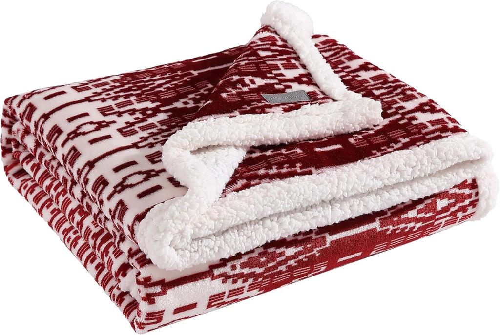 Eddie Bauer - Throw Blanket, Super Soft Reversible Sherpa Fleece Bedding, Ideal Christmas & White Elephant Gifts, Cozy Plaid Throw Blankets for Couch (Grizzly Peak Red, Throw) - Grand Goldman