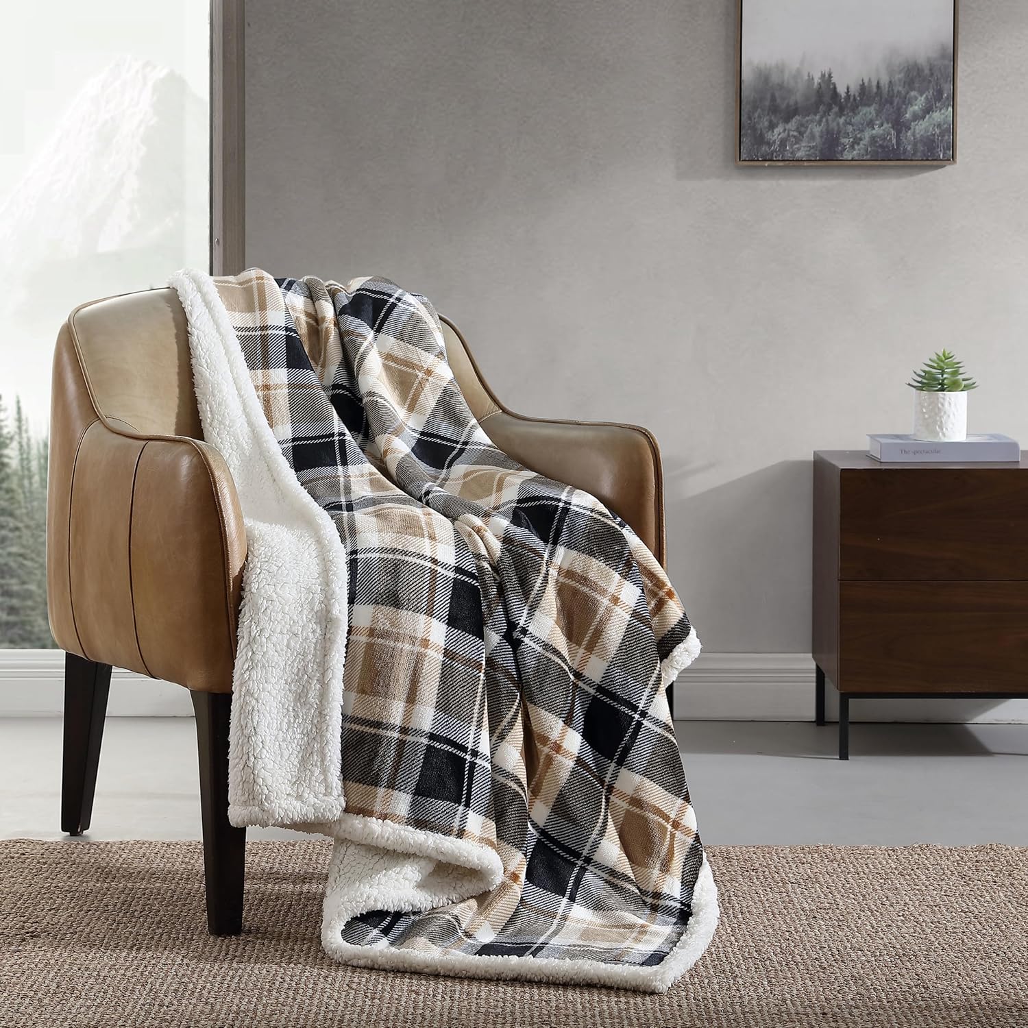 Eddie Bauer - Throw Blanket, Super Soft Reversible Sherpa Fleece Bedding, Ideal Christmas & White Elephant Gifts, Cozy Plaid Throw Blankets for Couch (Grizzly Peak Red, Throw) - Grand Goldman