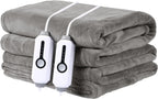 Electric Heated Blanket 72"x84" Full Size with 4 Heating Levels and 10 Hours Auto-Off Large Oversized Heating Blanket with Soft Plush Fabric for Bedding - Gray - Grand Goldman