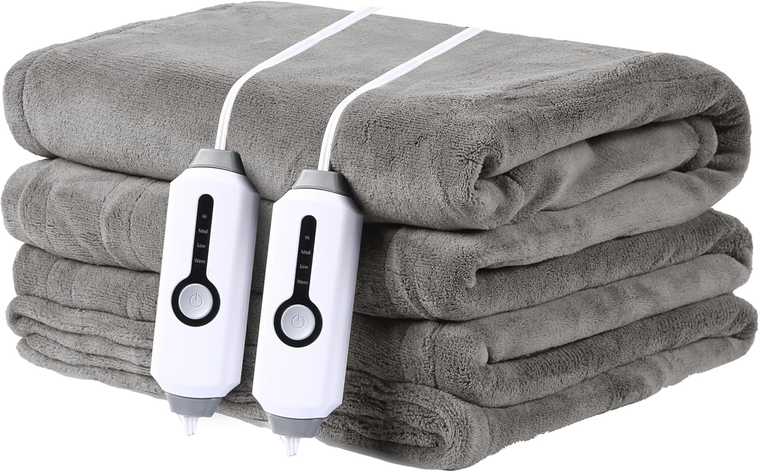 Electric Heated Blanket 72"x84" Full Size with 4 Heating Levels and 10 Hours Auto-Off Large Oversized Heating Blanket with Soft Plush Fabric for Bedding - Gray - Grand Goldman
