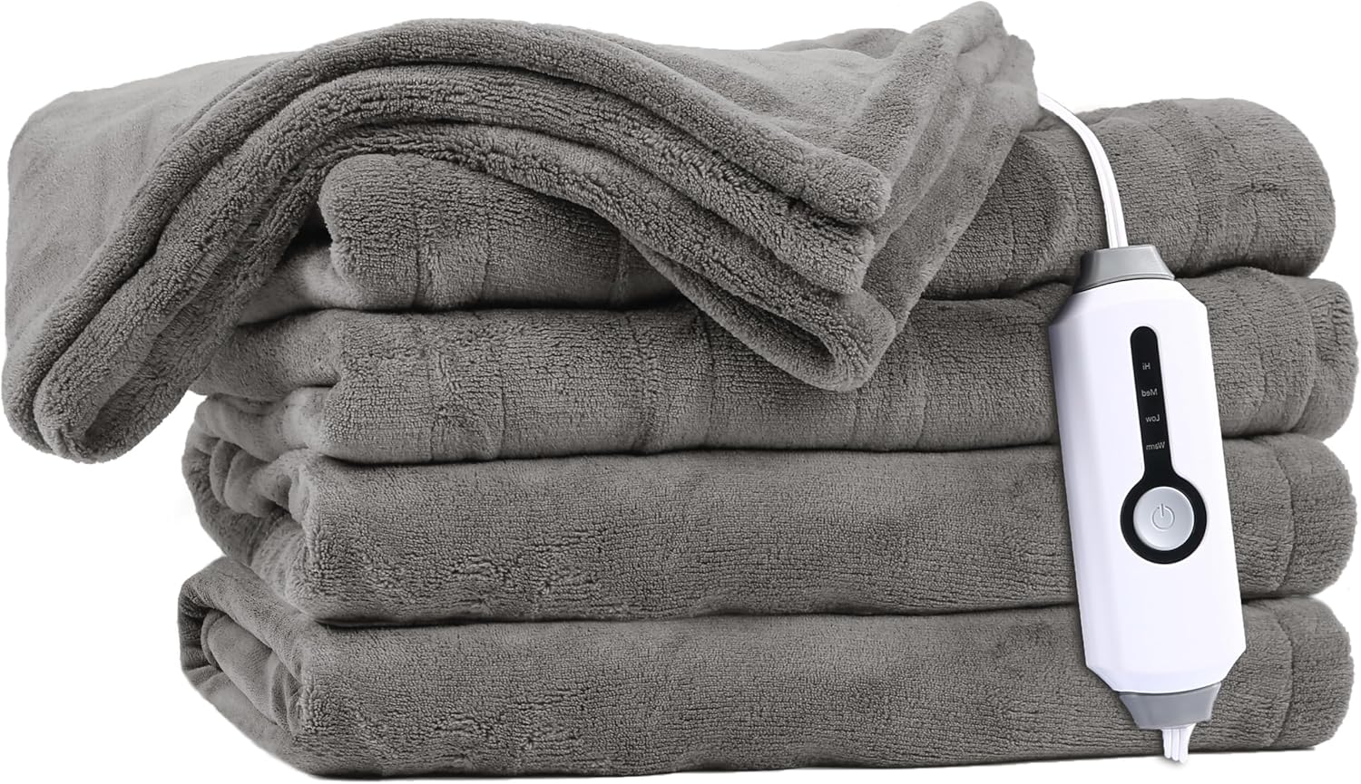 Electric Heated Blanket 72"x84" Full Size with 4 Heating Levels and 10 Hours Auto-Off Large Oversized Heating Blanket with Soft Plush Fabric for Bedding - Gray - Grand Goldman