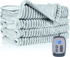 Electric Heated Blanket 72"x84" Full Size with 4 Heating Levels and 10 Hours Auto-Off Large Oversized Heating Blanket with Soft Plush Fabric for Bedding - Gray - Grand Goldman