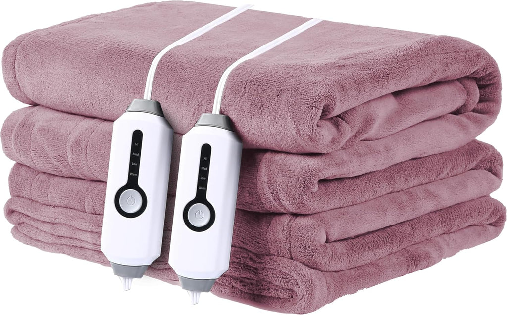 Electric Heated Blanket 72"x84" Full Size with 4 Heating Levels and 10 Hours Auto-Off Large Oversized Heating Blanket with Soft Plush Fabric for Bedding - Gray - Grand Goldman