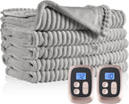 Electric Heated Blanket 72"x84" Full Size with 4 Heating Levels and 10 Hours Auto-Off Large Oversized Heating Blanket with Soft Plush Fabric for Bedding - Gray - Grand Goldman