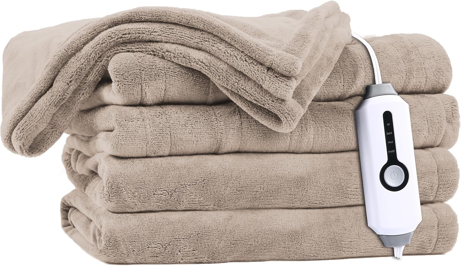 Electric Heated Blanket 72"x84" Full Size with 4 Heating Levels and 10 Hours Auto-Off Large Oversized Heating Blanket with Soft Plush Fabric for Bedding - Gray - Grand Goldman