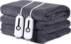 Electric Heated Blanket 72"x84" Full Size with 4 Heating Levels and 10 Hours Auto-Off Large Oversized Heating Blanket with Soft Plush Fabric for Bedding - Gray - Grand Goldman