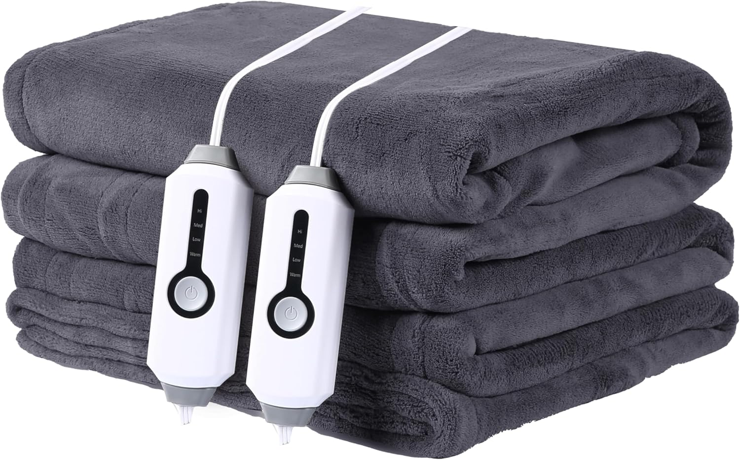 Electric Heated Blanket 72"x84" Full Size with 4 Heating Levels and 10 Hours Auto-Off Large Oversized Heating Blanket with Soft Plush Fabric for Bedding - Gray - Grand Goldman