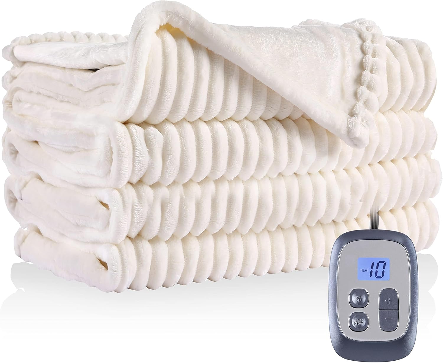 Electric Heated Blanket 72"x84" Full Size with 4 Heating Levels and 10 Hours Auto-Off Large Oversized Heating Blanket with Soft Plush Fabric for Bedding - Gray - Grand Goldman