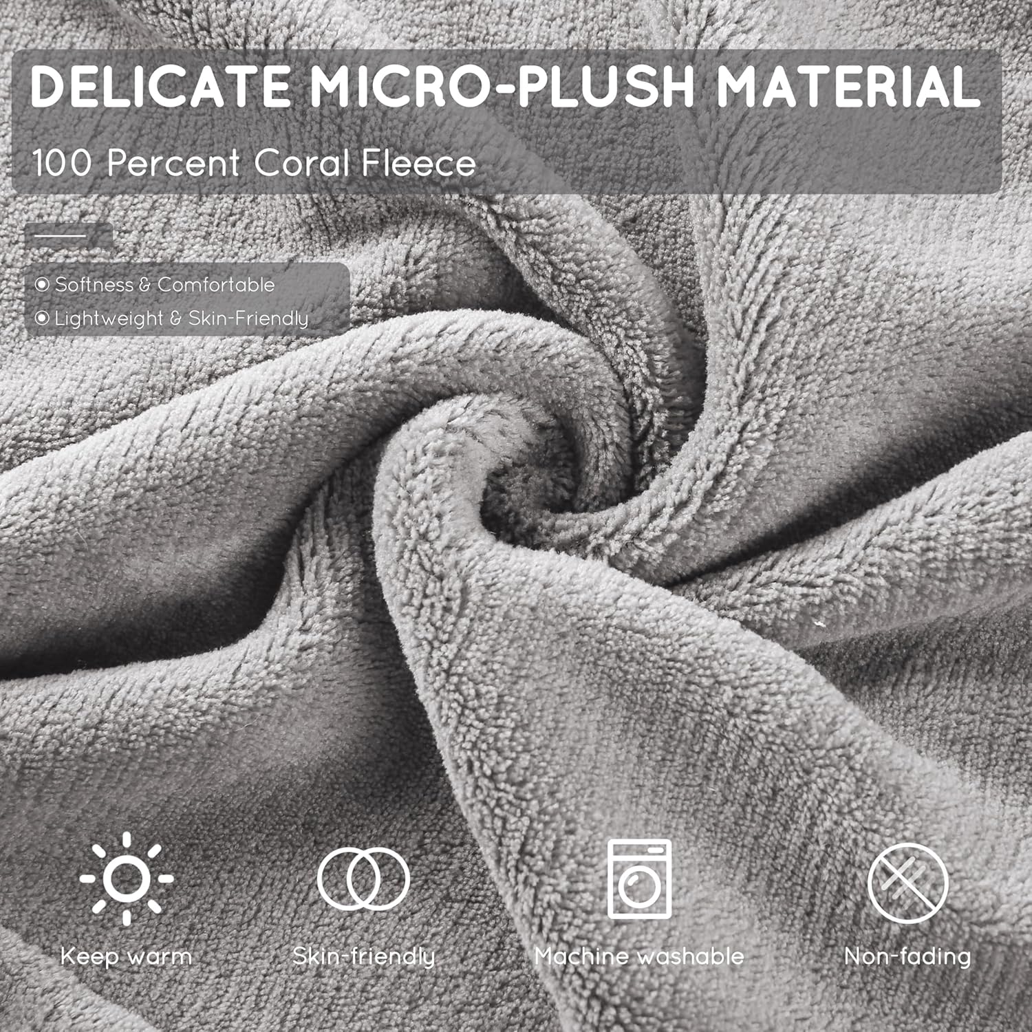 Electric Heated Blanket 72"x84" Full Size with 4 Heating Levels and 10 Hours Auto-Off Large Oversized Heating Blanket with Soft Plush Fabric for Bedding - Gray - Grand Goldman