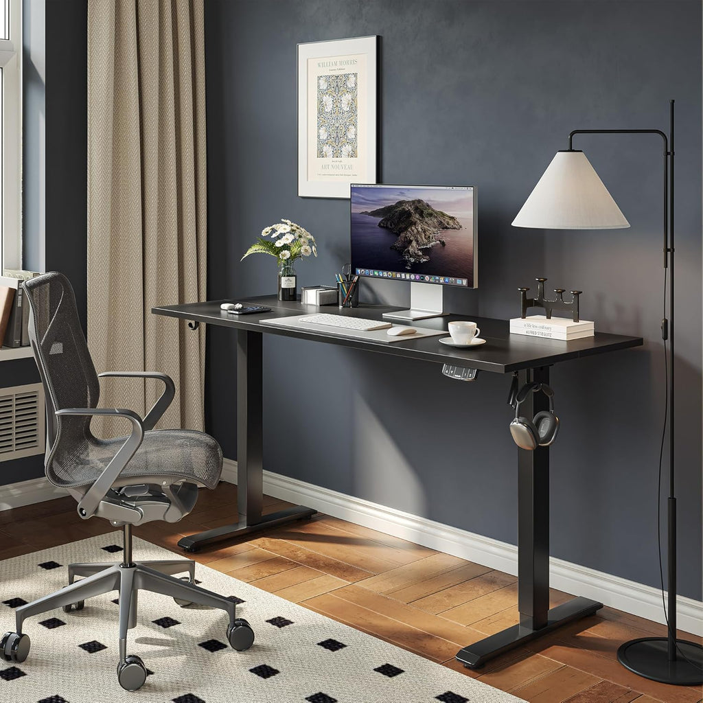 Electric Standing Desk, 48 x 24 Inches Height Adjustable Desk, Sit Stand up Desk for Work Office Home, Ergonomic Rising Computer Table with Memory Preset, Rustic Brown - Grand Goldman