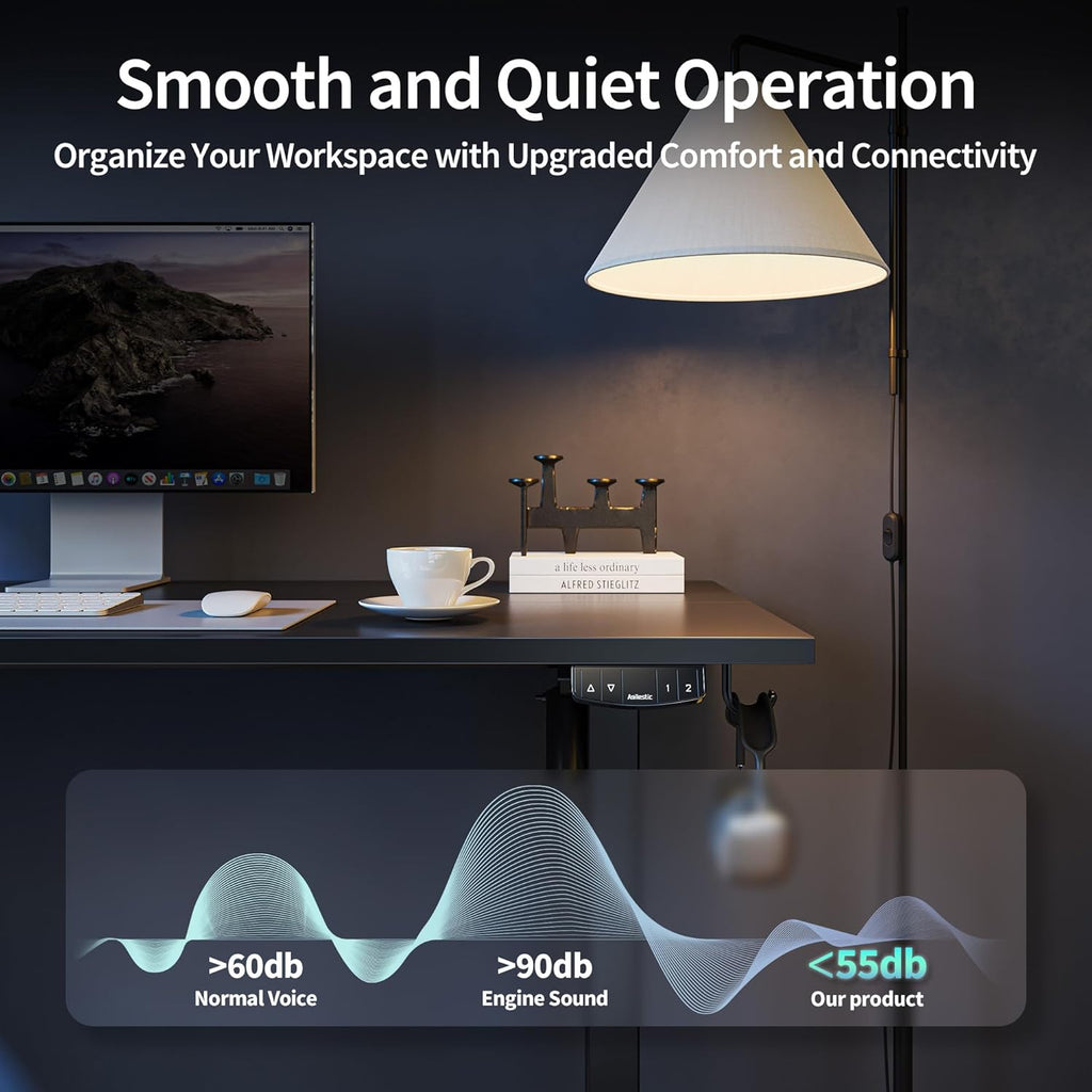 Electric Standing Desk, 48 x 24 Inches Height Adjustable Desk, Sit Stand up Desk for Work Office Home, Ergonomic Rising Computer Table with Memory Preset, Rustic Brown - Grand Goldman