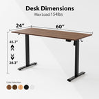 Electric Standing Desk, 48 x 24 Inches Height Adjustable Desk, Sit Stand up Desk for Work Office Home, Ergonomic Rising Computer Table with Memory Preset, Rustic Brown - Grand Goldman