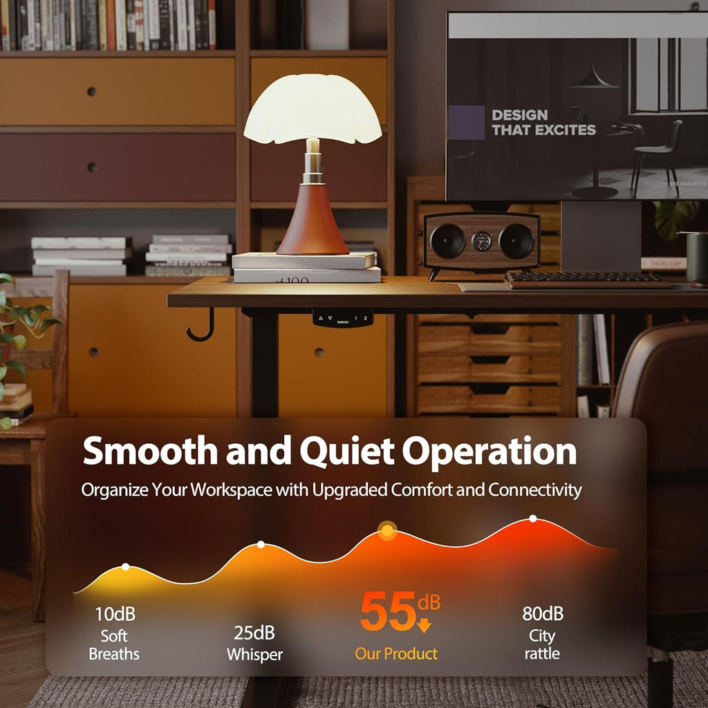 Electric Standing Desk, 48 x 24 Inches Height Adjustable Desk, Sit Stand up Desk for Work Office Home, Ergonomic Rising Computer Table with Memory Preset, Rustic Brown - Grand Goldman