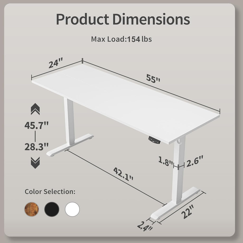 Electric Standing Desk, 48 x 24 Inches Height Adjustable Desk, Sit Stand up Desk for Work Office Home, Ergonomic Rising Computer Table with Memory Preset, Rustic Brown - Grand Goldman